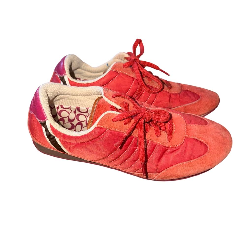 Coach Nikki Red Suede &‎ Nylon Low Top Sneakers – Women’s 8.5M